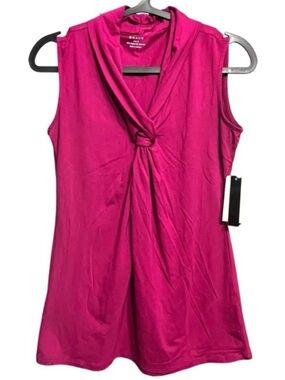 Grace Pink Sleeveless Blouse S Cowl Neck Knot Front